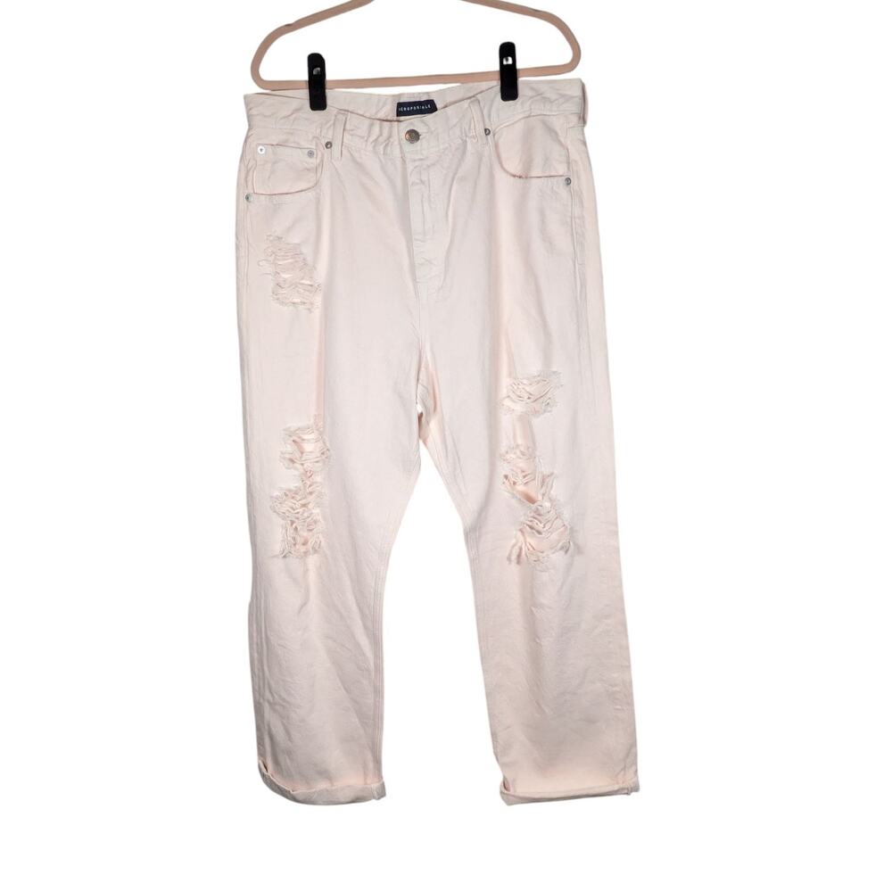 Aeropostale Women's Size 18R 90s Baggy Pale Pink Jeans Distressed